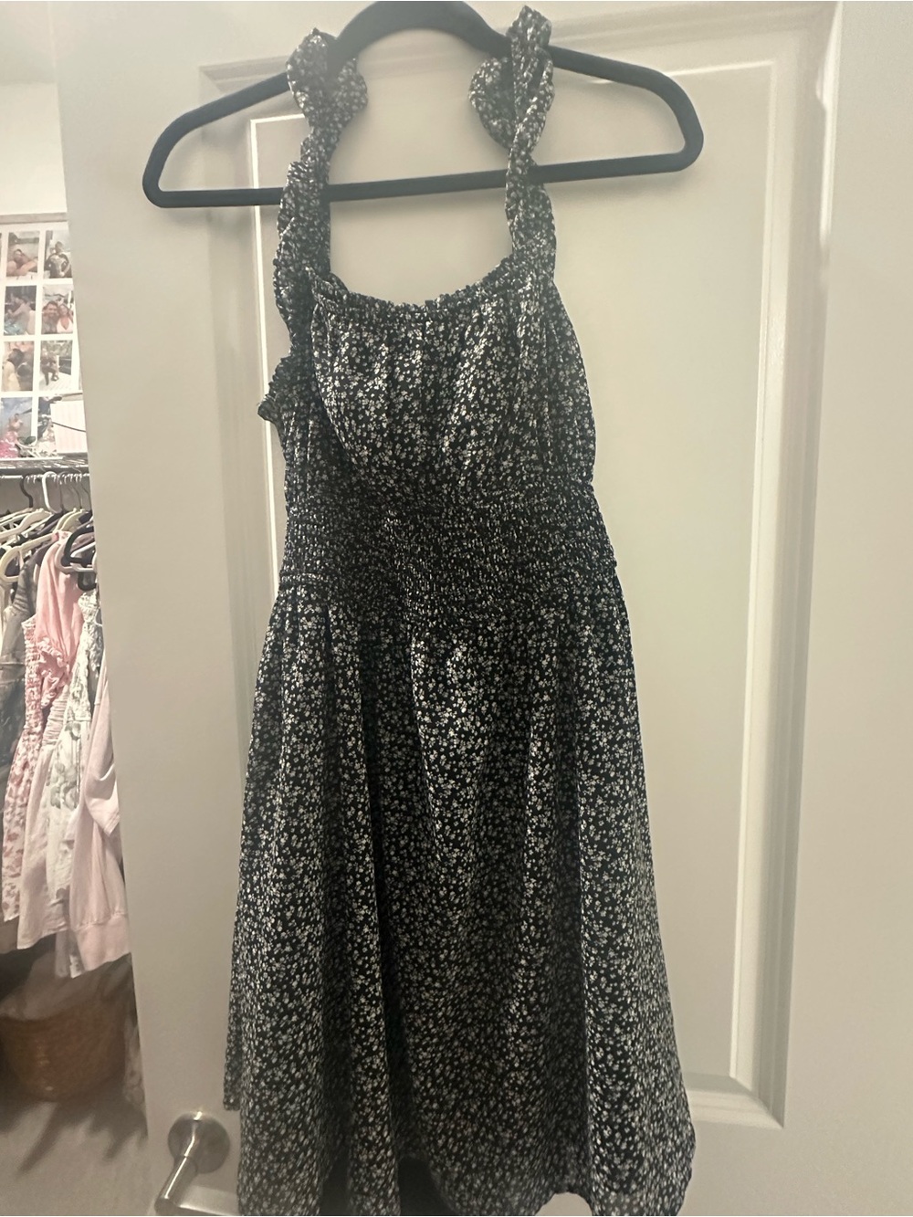 Hollister Black and White Floral Halter Dress